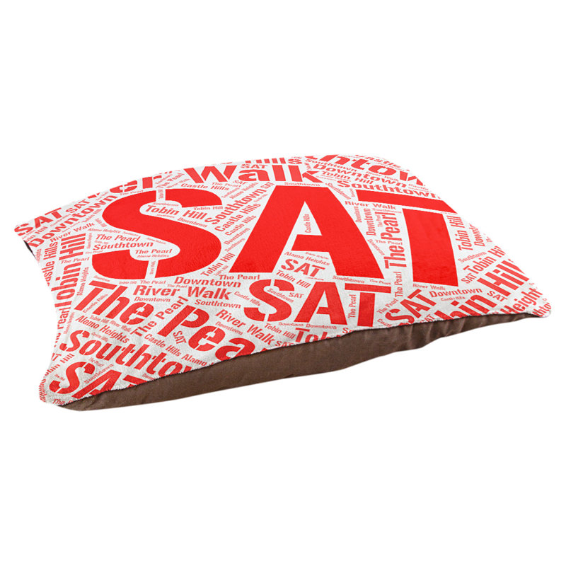 Coussin de chien « districts », Rouge, Grand (l 40 po x P 30 po x H 14 po), San Antonio