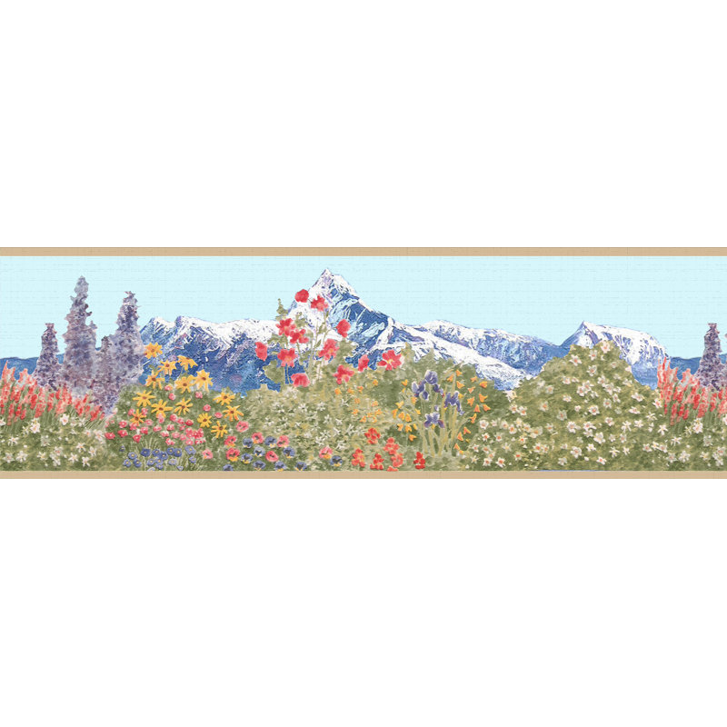 Bordure de papier peint à peindre L 15 pi x l 7 po Amareli Flower Mountain