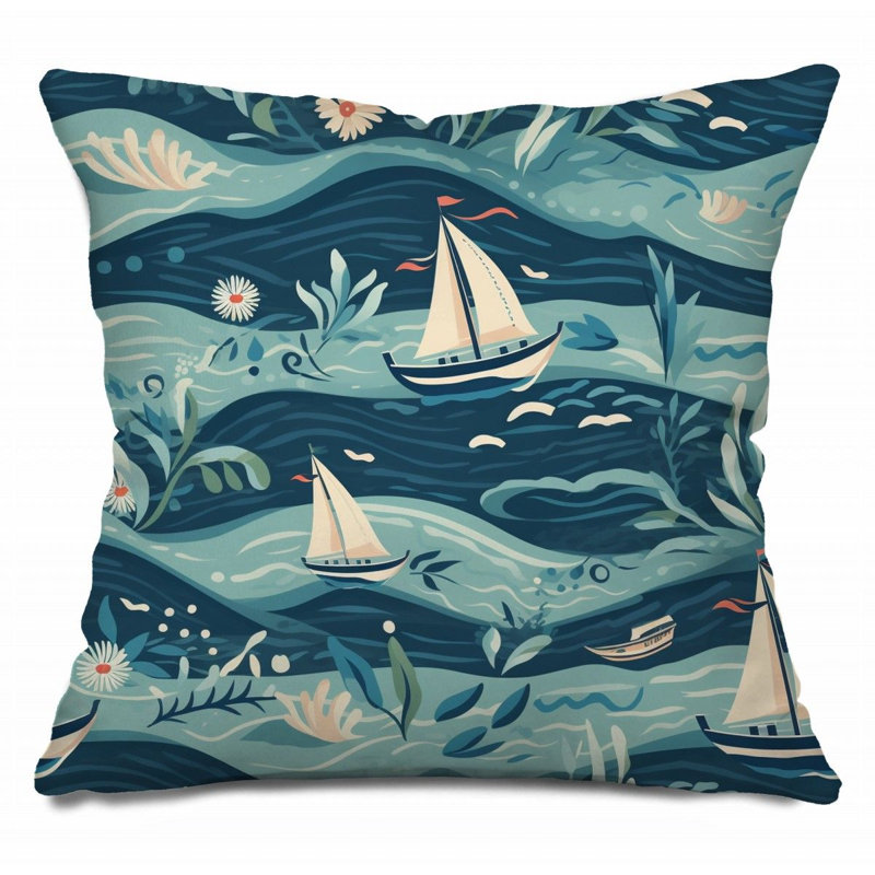 Coussin décoratif réversible en mélange de coton de style nautique, H 20 po x l 20 po