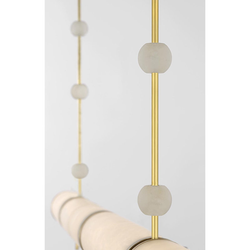 Anne-Marie Barton Marcell 56" Linear Chandelier with Alabaster, Antique-Burnished Brass