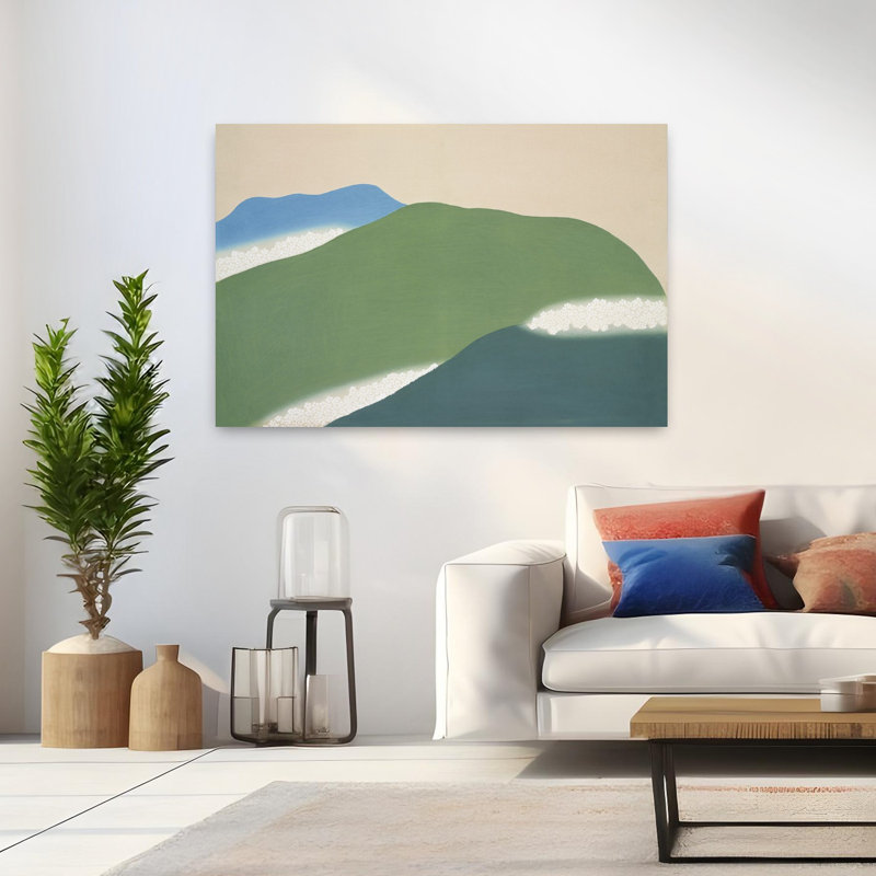 Art contemporain, paysage contemporain abstrait montagne, H 32 po x l 48 po
