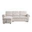 97"W Beige Chenille Reversible Sleeper Sectional Sofa Chaise With USB Charger