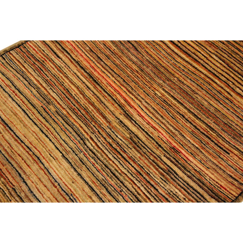 Abramowitz Abstract Handmade Hand-Knotted Rectangle 2'10" x 4'9" Wool Area Rug in Brown