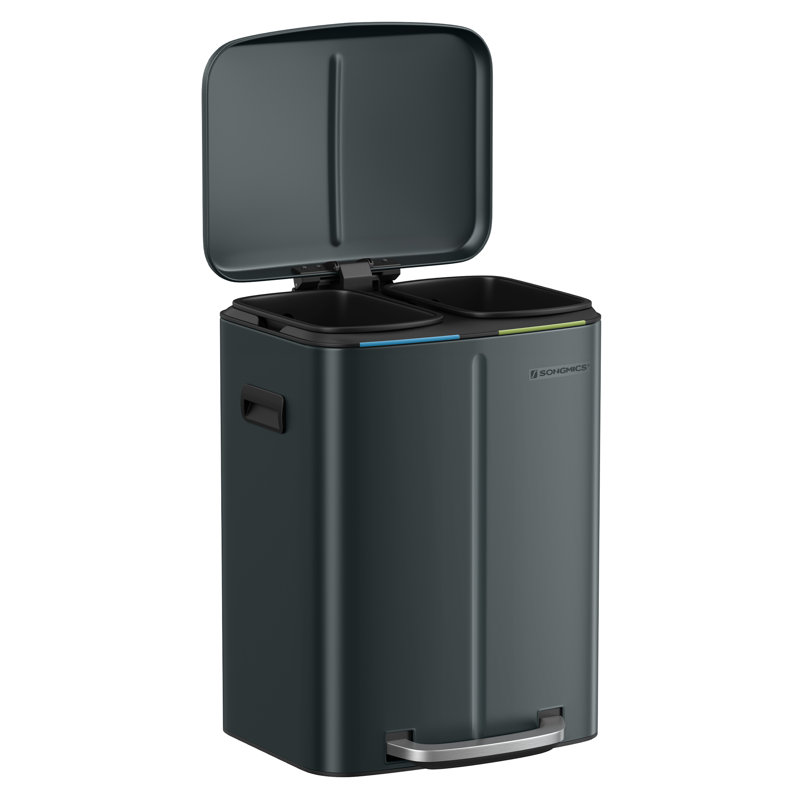 Steel Step On Multi-Compartment Rubbish & Recycling Bin - 40L, Grey