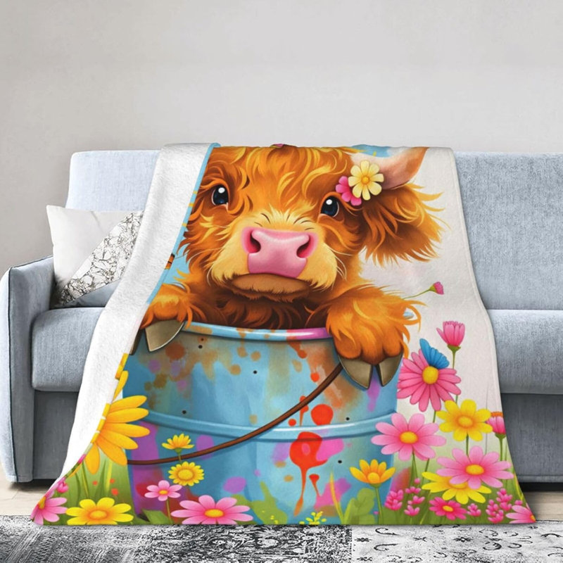 Coussin décoratif ultra doux à motif floral en flanelle Highland, 60" L x 50" W