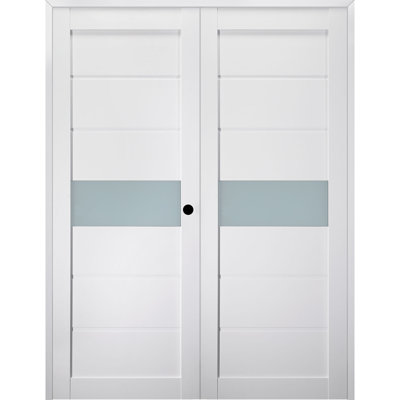 Paneled Manufactured Wood and Glass Prefinished Edna Standard Door