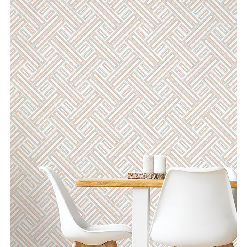 Geometrix 10m x 52.8cm Satin Wallpaper Roll, Rose