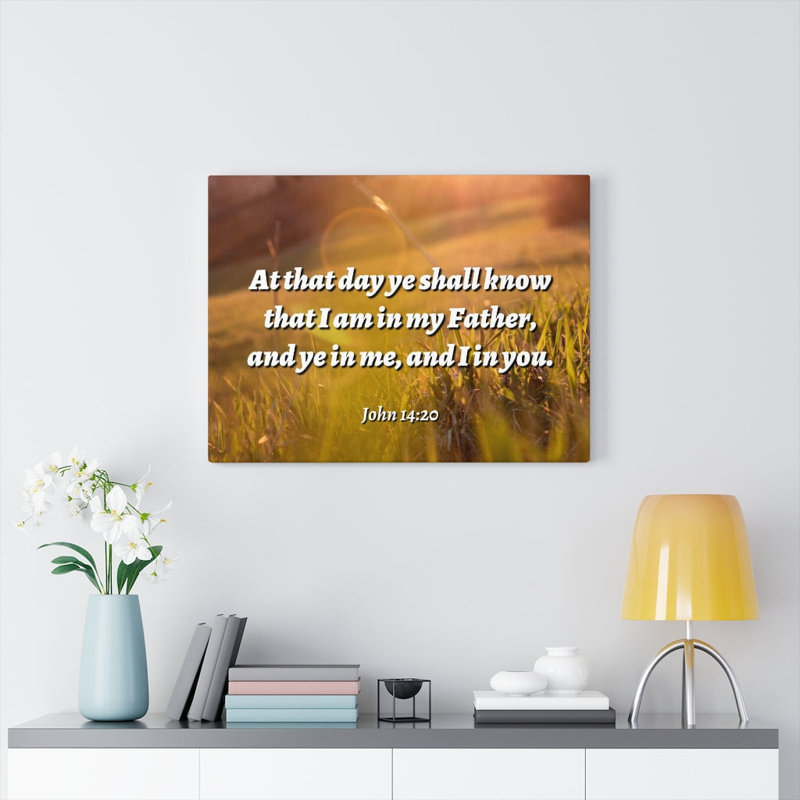 At At Day John 14:20 Christian Wall Art, verset de la Bible, impression prêt à accrocher, H 12 po x l 16 po x P 1,25 po