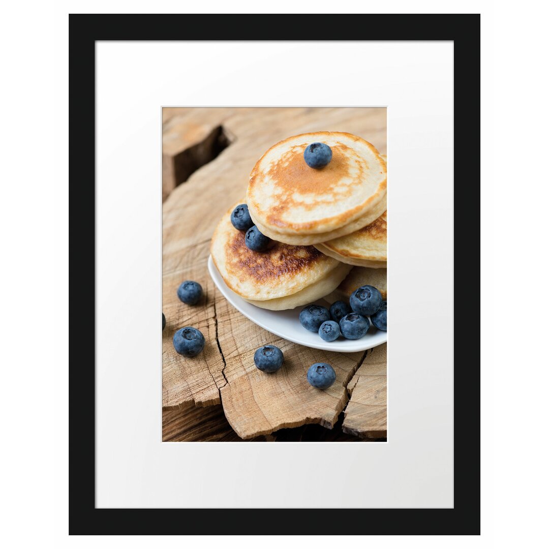 Gerahmtes Poster Pancakes mit Blaubeeren