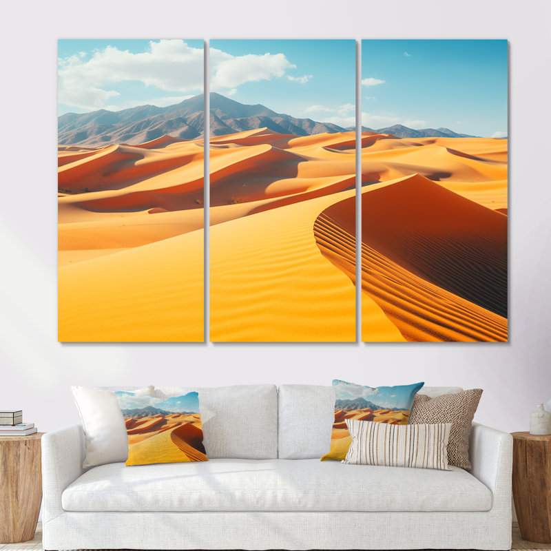 «Yellow Sand Dunes Serenity - Desert», art mural, Toile tendue, H 32 po x l 48 po x P 1 po