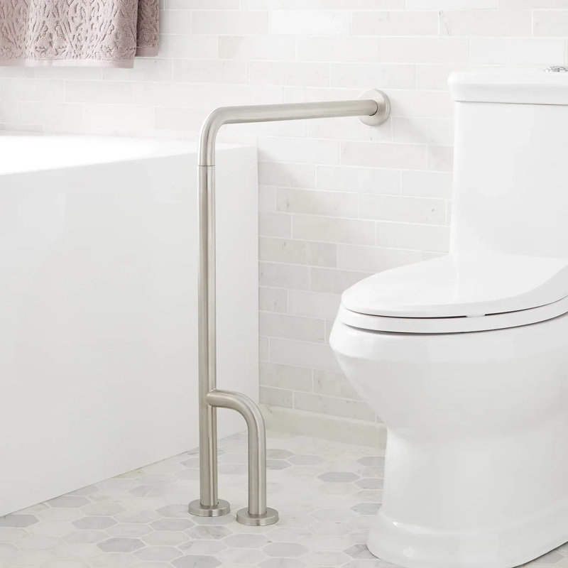 23" Pickens Wall-to-Floor Grab Bar, Brushed Stainless Steel