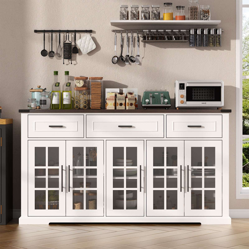 Buffet de 63 po avec 3 tiroirs, table de buffet
