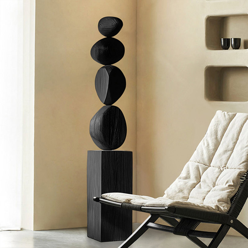 Black rectangle Solid wood Decorative Object