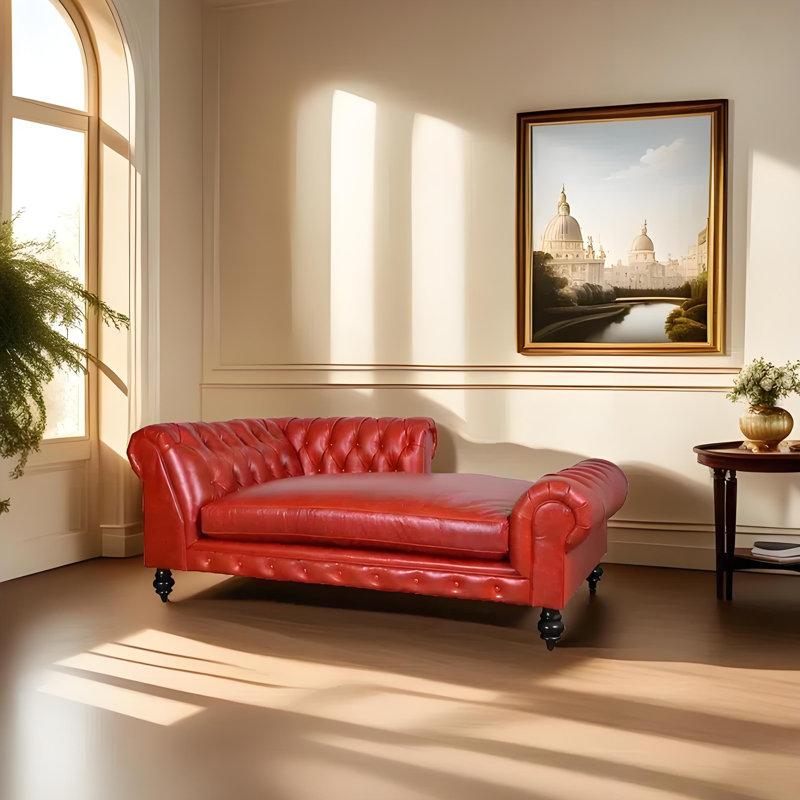 Méridienne moderne, confortable et tendance, Rouge, Orienté à gauche (vu de face), Noir, noir, noir, noir