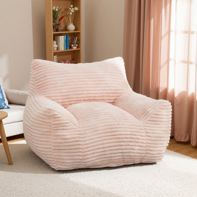 Compression 41.8“W Large Corduroy Bean Bag Chair Filled Memory Sponge