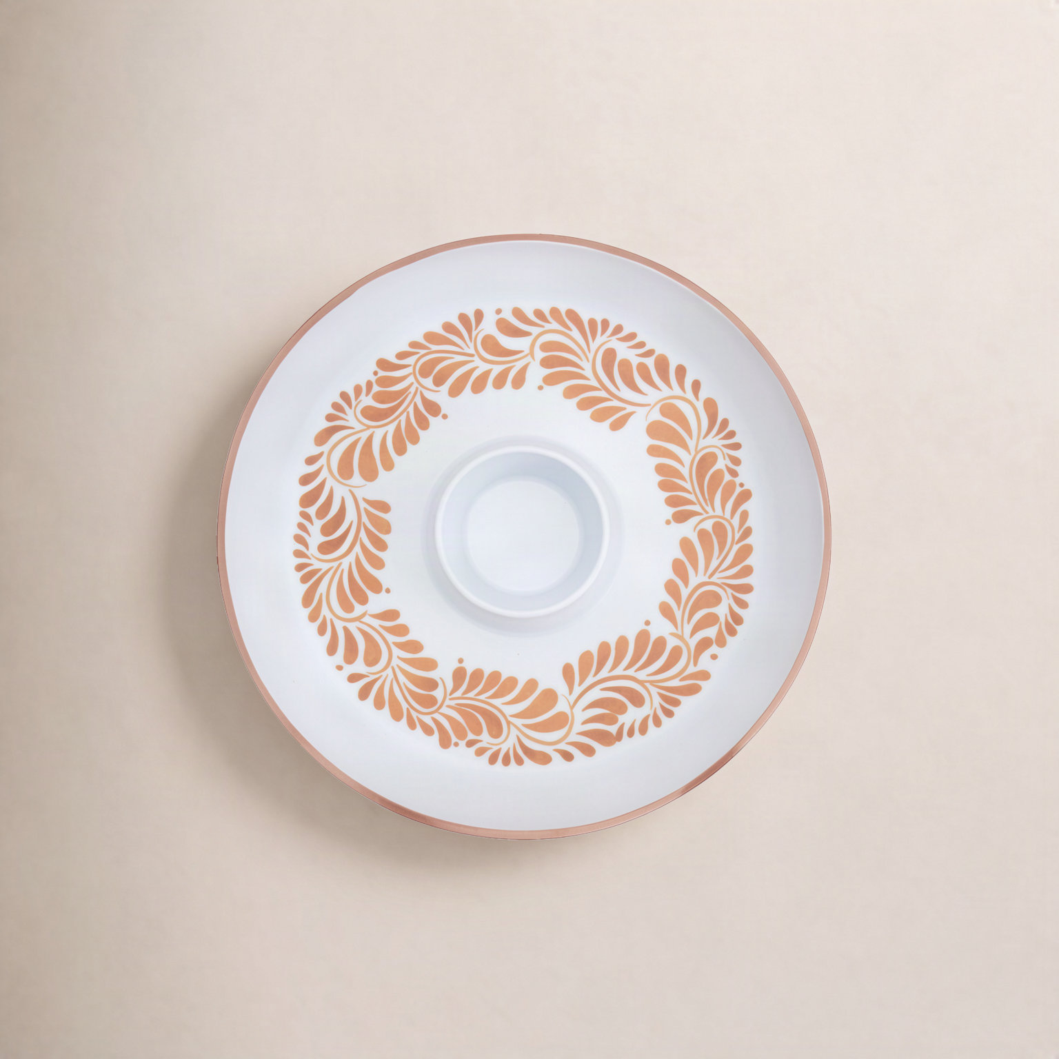 Lebrillo Chips and Dip Platter, White/Orange