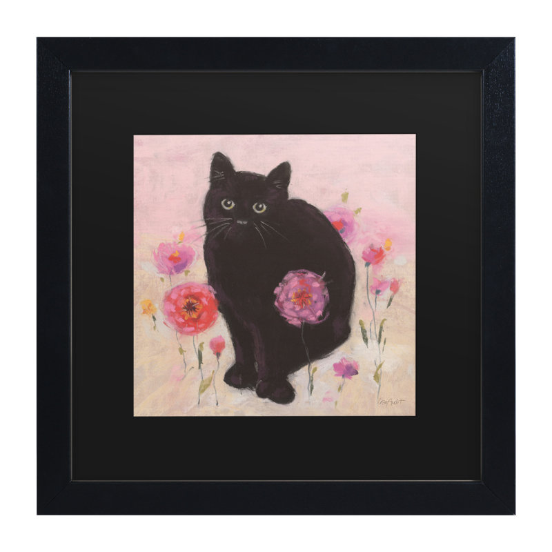 «Nina the Cat 02» par Lisa Audit - reproduction d'art sur toile encadrée, H 18 po x l 18 po x P 0,75 po, Cadre noir, Noir