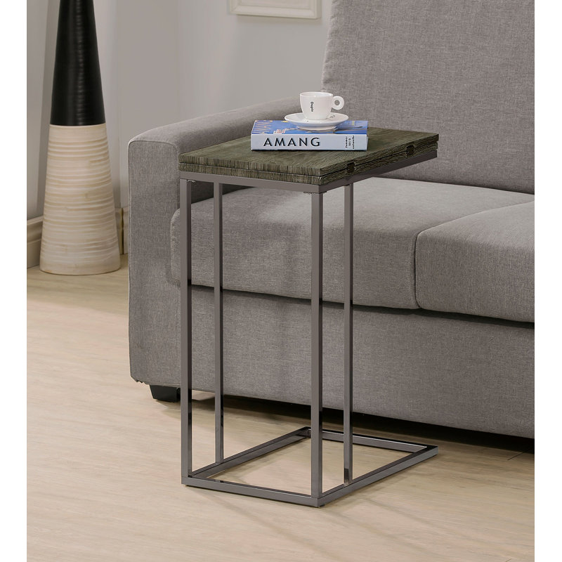 Expandable C-Shaped Side Table, Weathered Grey