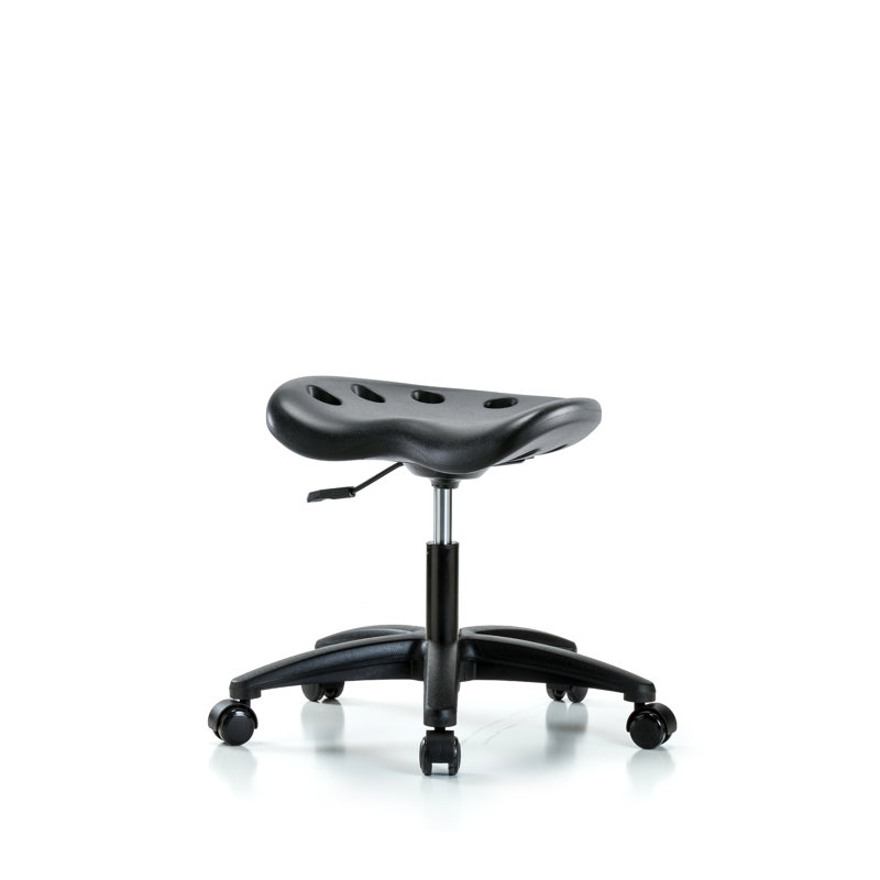 Adjustable Height Ergonomic Lab Stool with, Black, Casters, Black