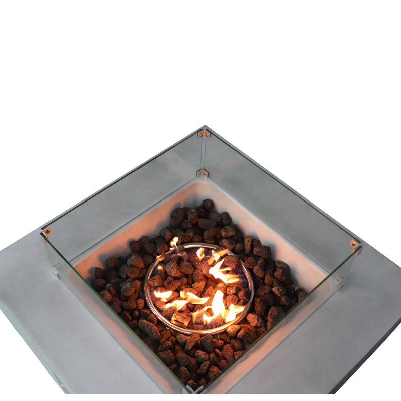Foyer de table en béton / verre au propane / gaz naturel Abigale, Béton