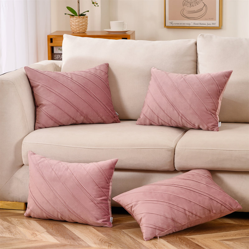 Warissi - Housse de coussin pour lit double à rayures Vlevet, Rose, Housse de coussin seulement - sans insert
