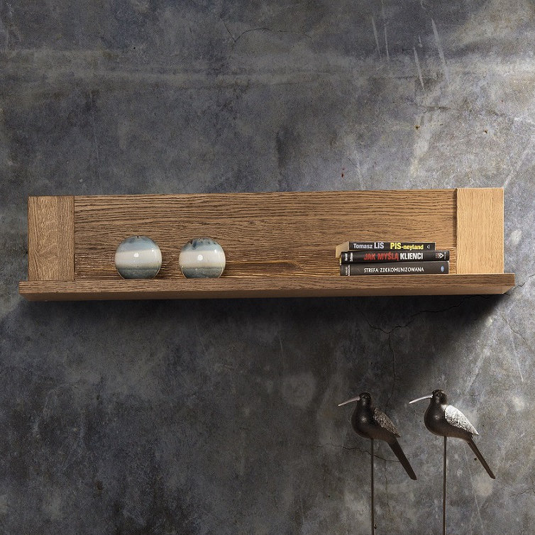 VELVET Solid and Manufactured Oak Wood Wall Shelf, Rustical Oak, 24.4 cm H x 160.8 cm W x 25.4 cm D