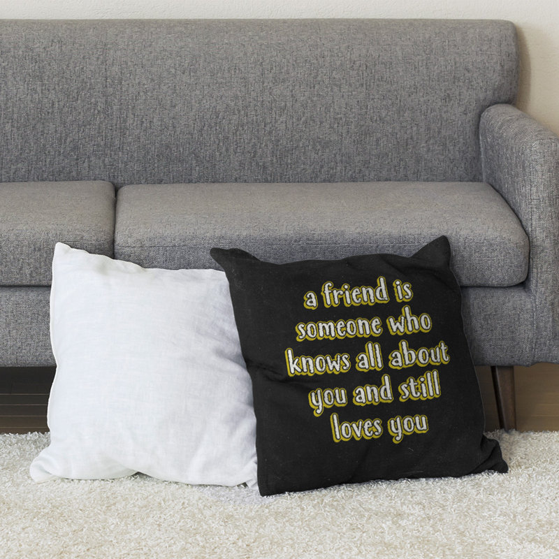 Coussin de sol Love & Friendship, H 36 po x l 36 po, Jaune