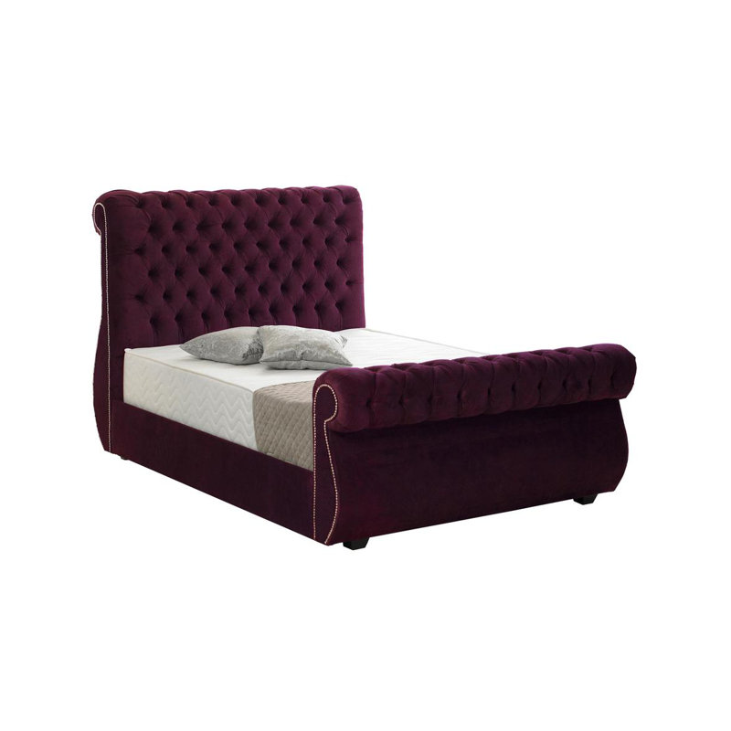 Johan Upholstered Bed, Double (4'6), Purple