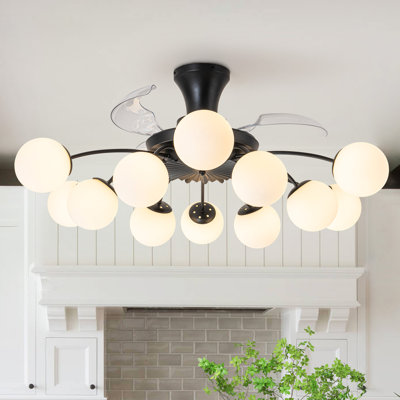 Plafonnier moderne à DEL 39 po avec ventilateur intégré et télécommande