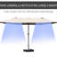 Parasol de patio de 15 pi, acier rectangulaire, moustiquaire double face, mécanisme à manivelle simple, parasol de café 15 pi, cadre en acier, garde, manivelle sans effort,