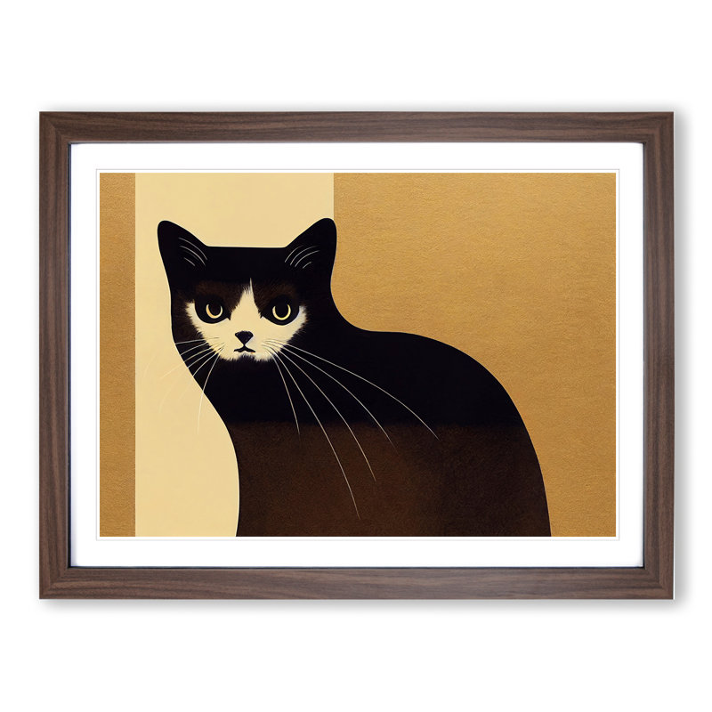 XH1022-6846X Peachy Cat Abstract - Picture Frame Print, 46cm H x 64cm W x 2cm D, Brown