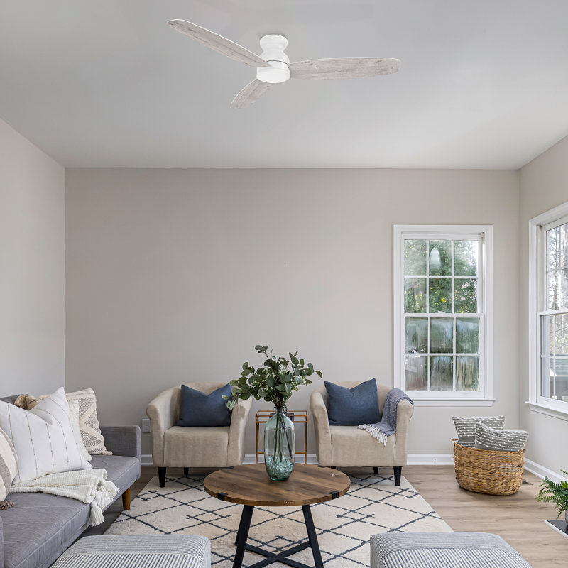  Ventilateur de plafond encastré 3 pales 60 "avec télécommande, sans lumière, Blanc