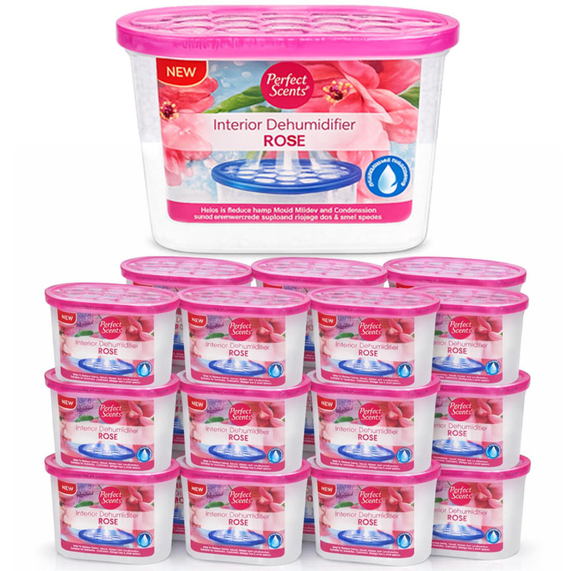 Home Moisture Absorber Rose Dehumidifier Tub Damp Condensation Mould Odour Control For Bedroom Bathroom Kitchen Wardrobe Basement (Pack Of 24)