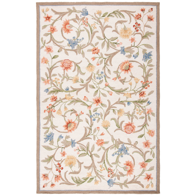 Annemien Chelsea Floral Area Rug In Ivory, Rectangle 114 x 175 cm