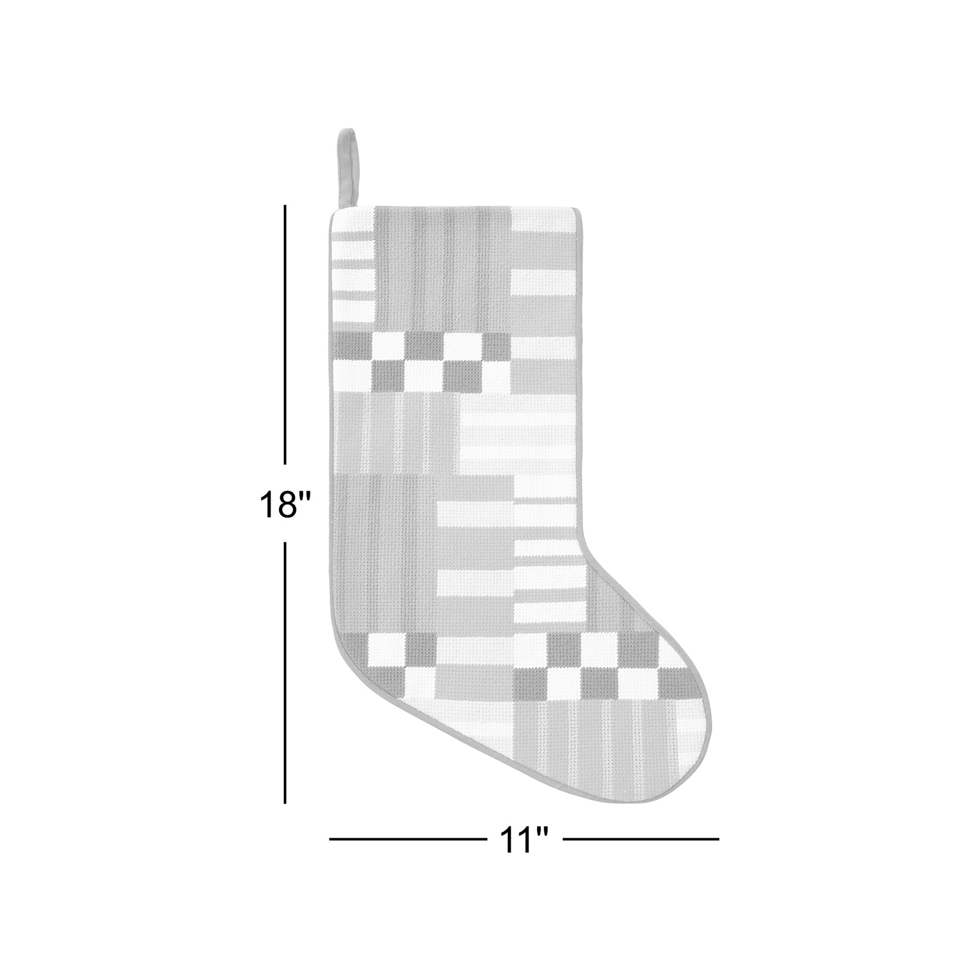 Modern Patchwork Embroidered Holiday Stocking