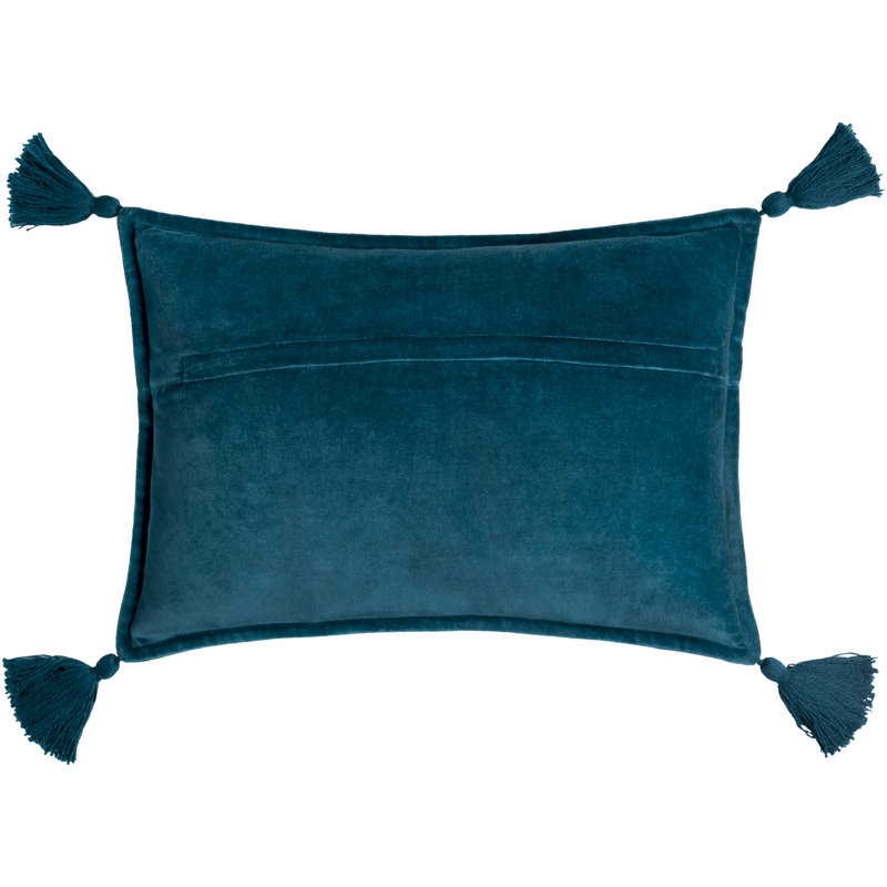 Grass Green Cotton Velvet Lumbar Pillow with Playful Tassels