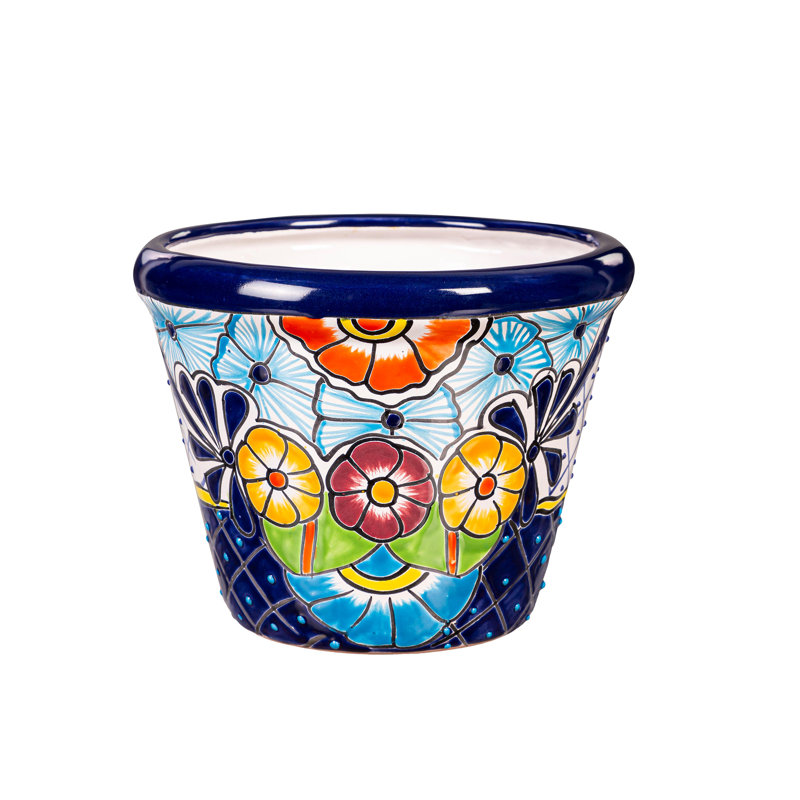 Talavera Planter Blue Small, H 7,50 po x l 9,50 po x P 9,50 po