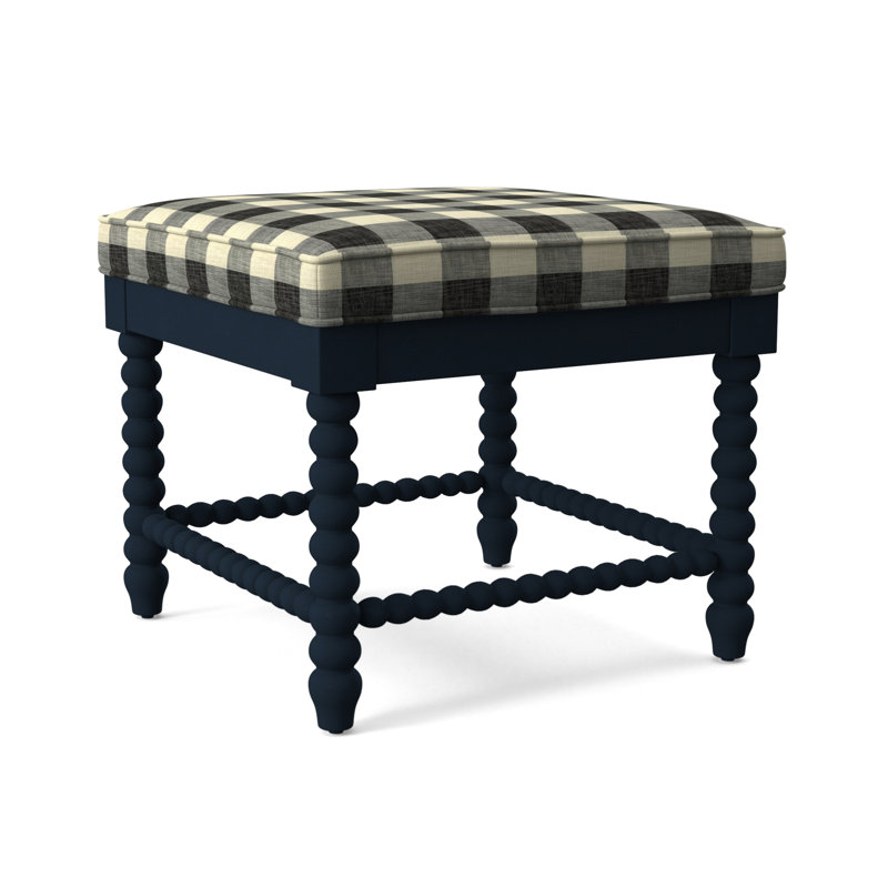 Lind Island Upholstered Bench, Sunbrella Blue Pinstripe; 6205-64, Navy Finish