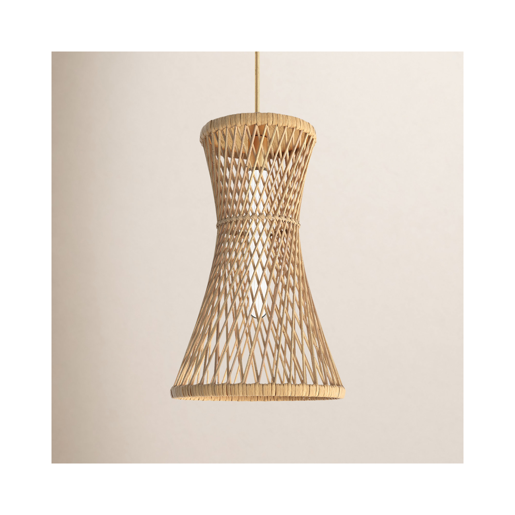 Marselle Single Light Reed Dimmable Pendant, Burnished Gold
