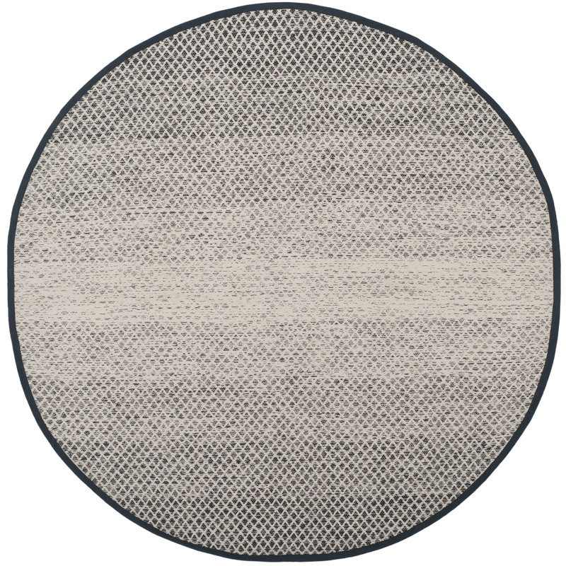 Figuig Hand Woven Cotton Geometric Rug, Square 8'