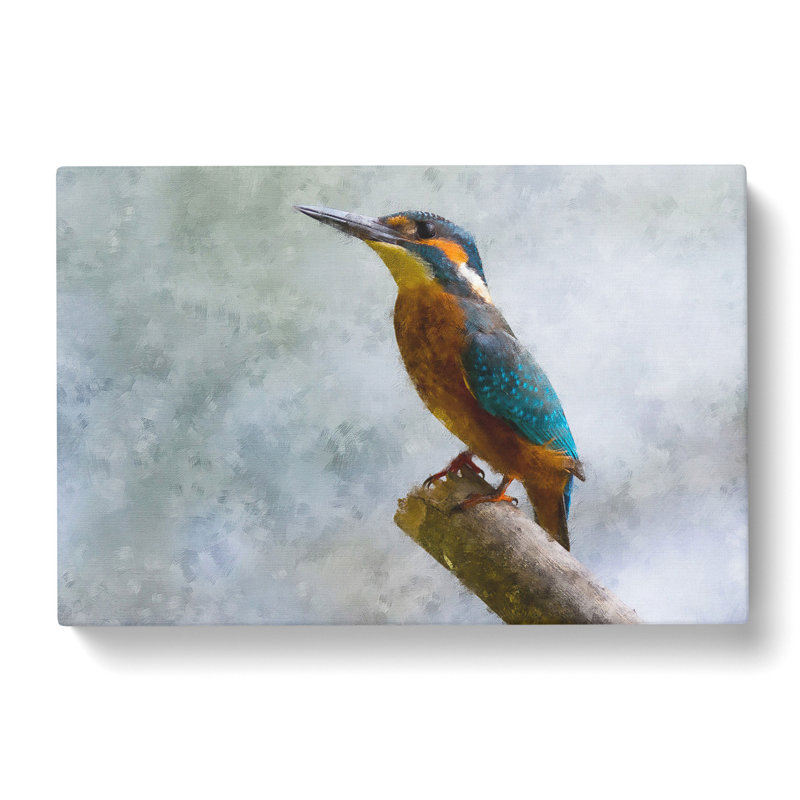 Graceful Kingfisher Bird Painting - Wrapped Canvas, 50cm H x 76cm W x 3cm D