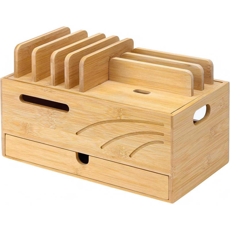Support de charge naturel en bambou naturel, avec 6 tiroirs