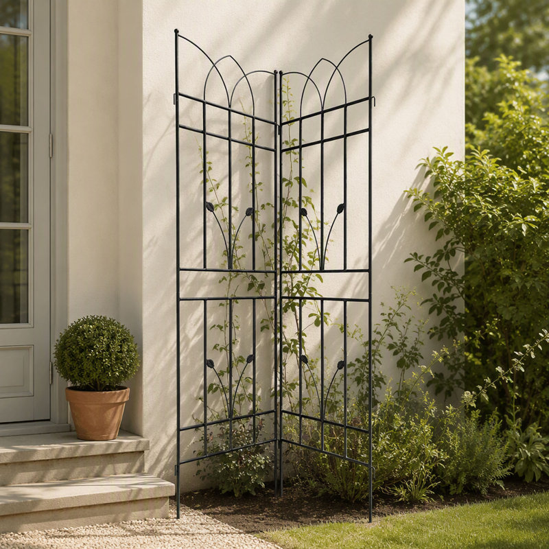 Barrière de jardin, treillis de jardin en métal antirouille pour les plantes grimpantes, Noir