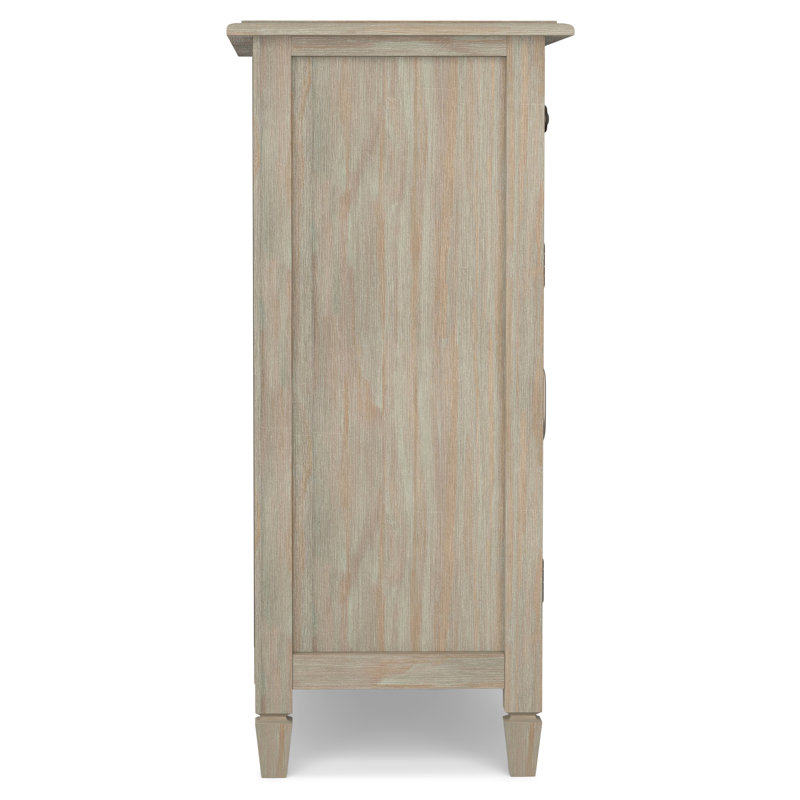 Armoire de rangement en bois massif à 2 tablettes avec 2 tiroirs de rangement Connaught, Gris patiné