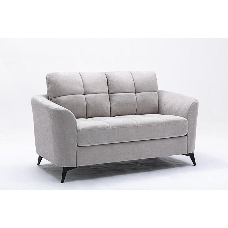 Causeuse moderne avec coussin touffeté, Gris clair