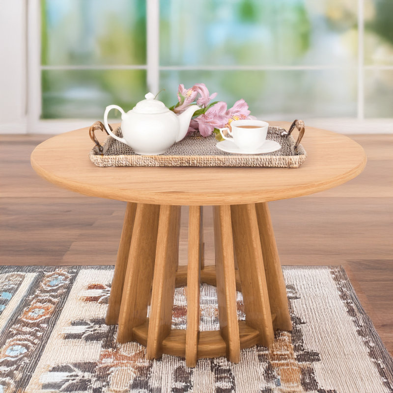 Table basse ronde en bois Khairul, Blonde, H 18 po x L 31 po x l 31 po