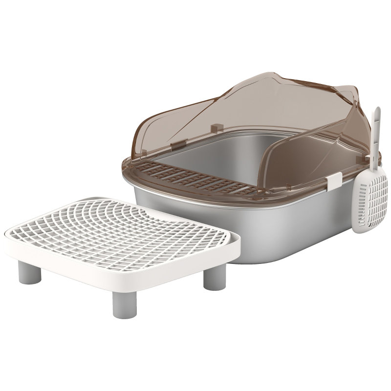 Pawtropolis Stainless Steel Enclosed Litter Box with Scoop