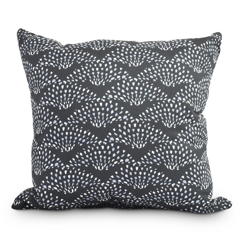 Fickle Florals Outdoor Square Pillow Cover & Insert, Black, 18" H x 18" W