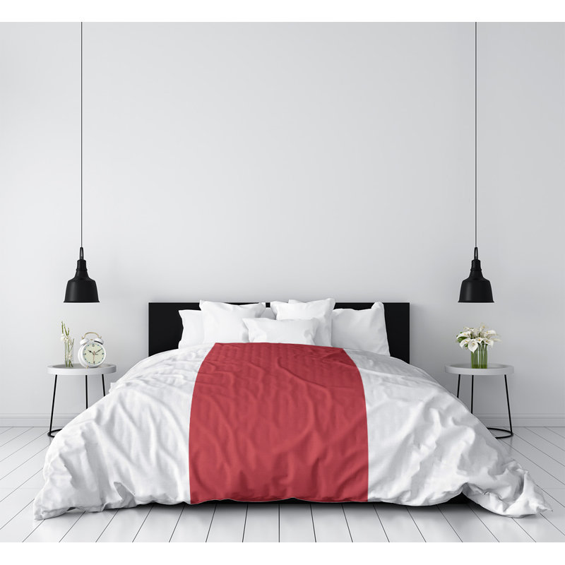  Housse de couette simple réversible, Polyester brossé, Housse de couette pour grand lit, Blanc / rouge / blanc