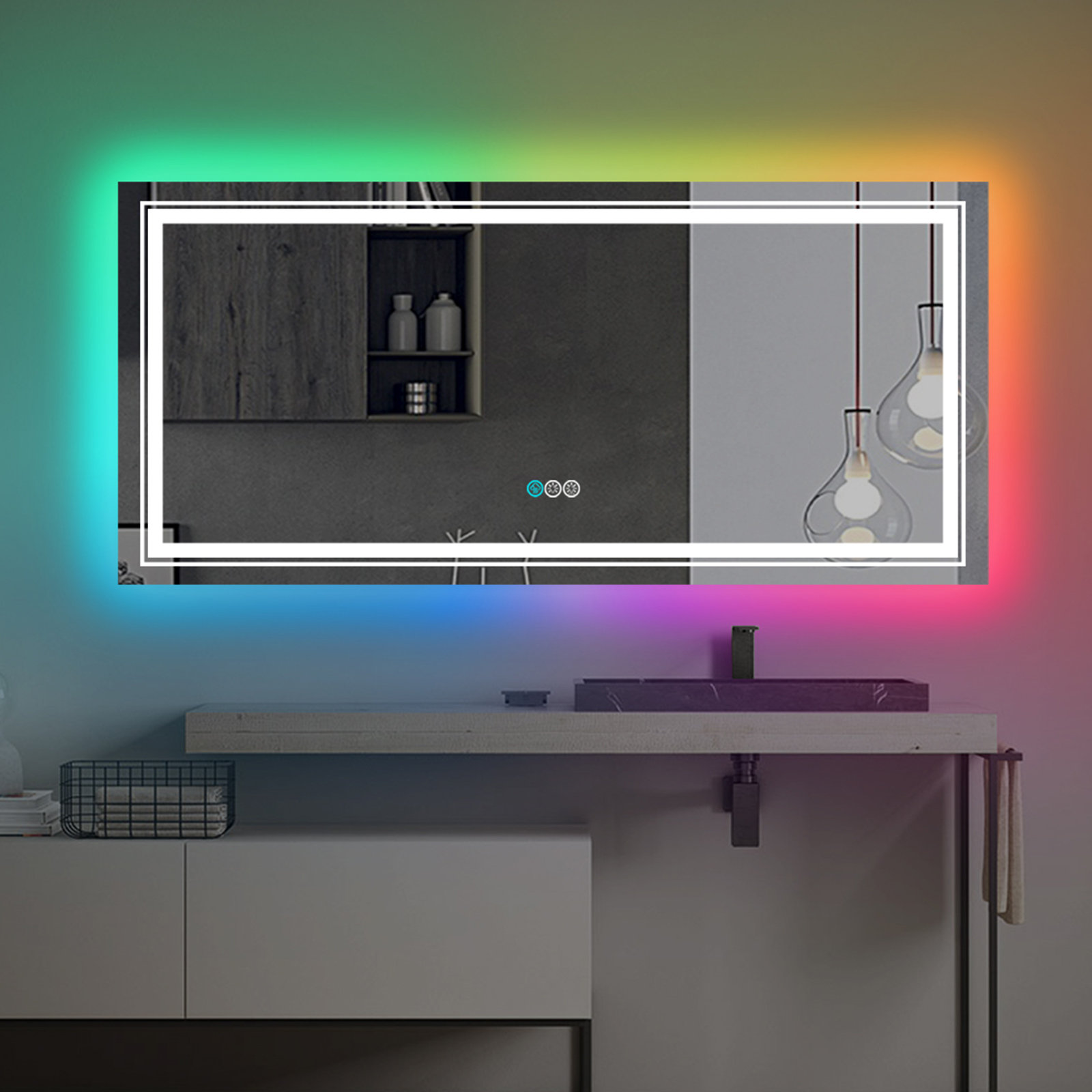 Latitude Run® LED Bathroom Mirror with Silver Frame, Shatterproof,  Bluetooth, Dimmable-3 Color Temperatures, Anti fog & Reviews